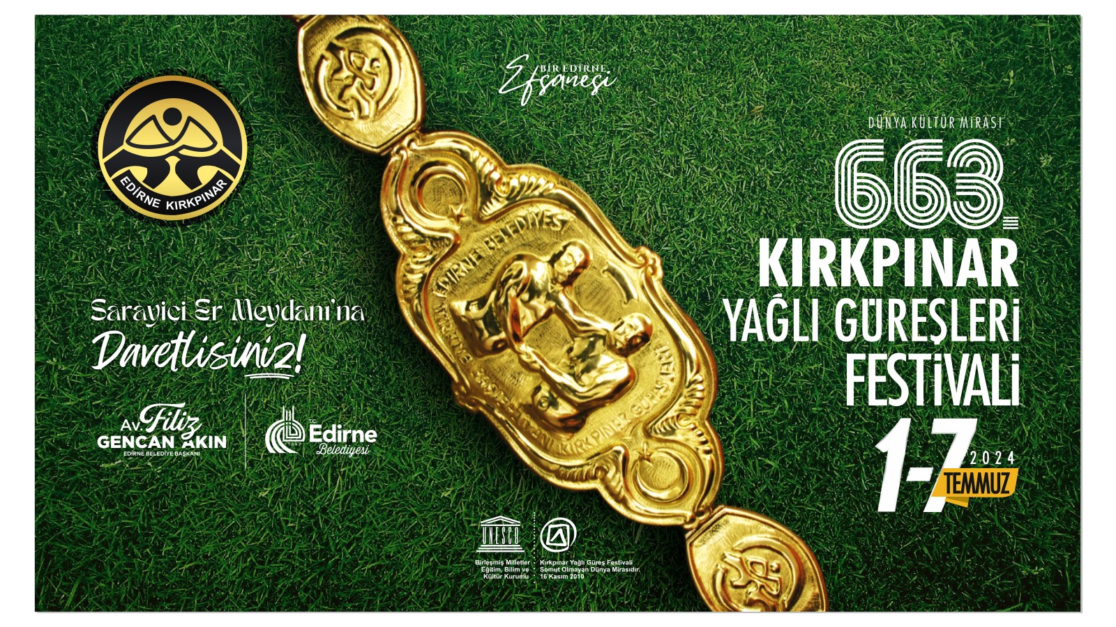 663. Kırkpınar Yağlı Güreş Festivali Programı Açıklandı.