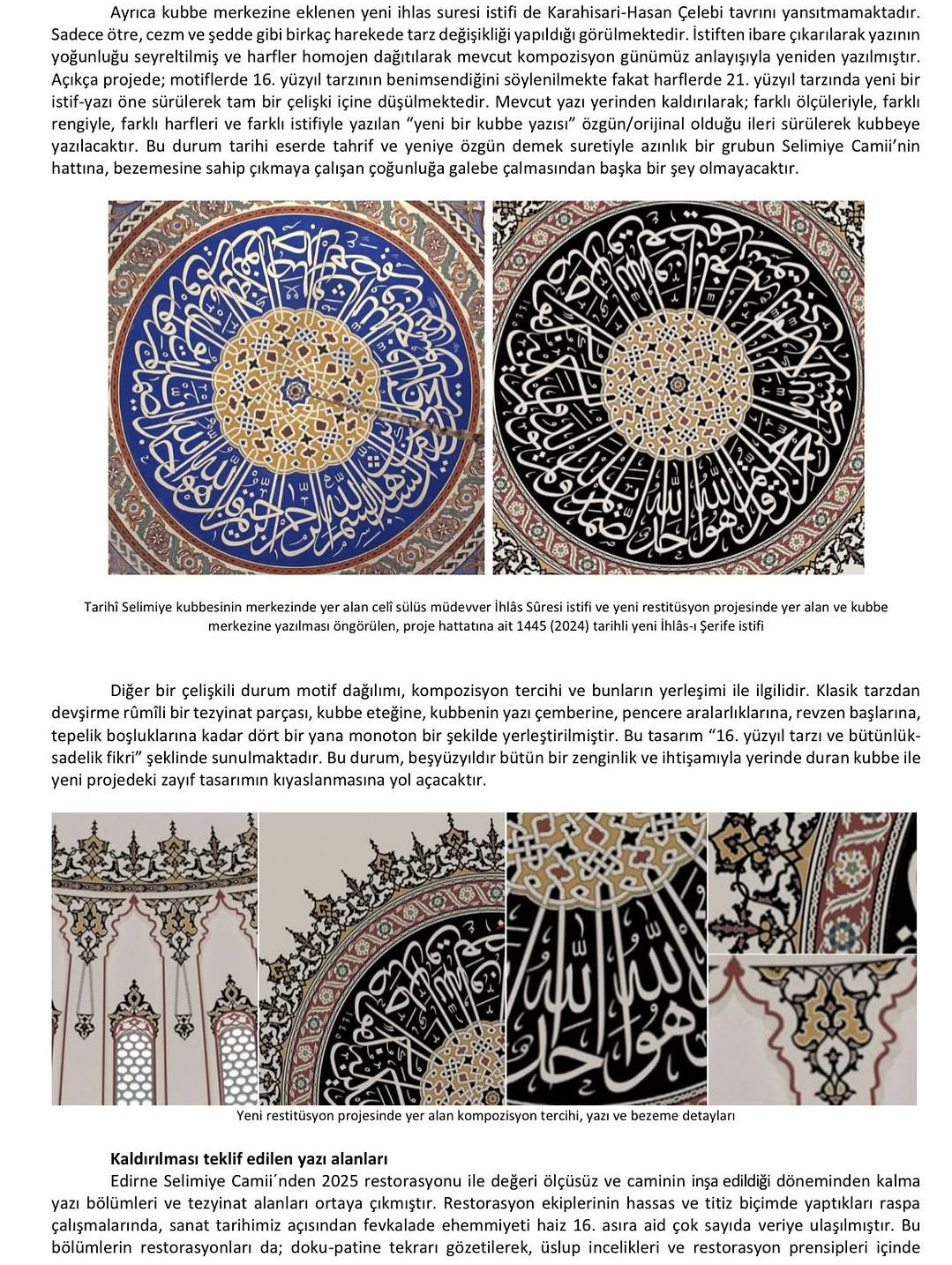Selimiye Camii Restorasyonunda Bilim Dışı Müdahale Tehlikesi